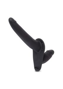 Lux Fetish Silicone Strap-On Harness - Black