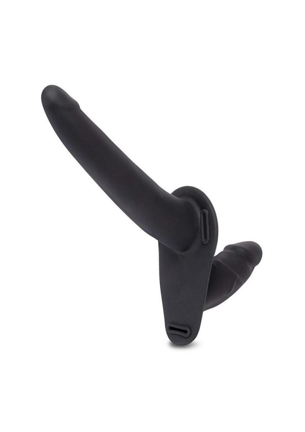 Lux Fetish Silicone Strap-On Harness - Black