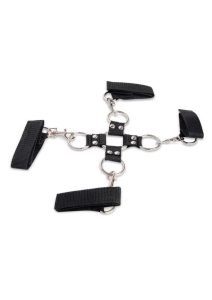Lux Fetish Hogtie and Ball Gag Kit (7 Piece) - Black