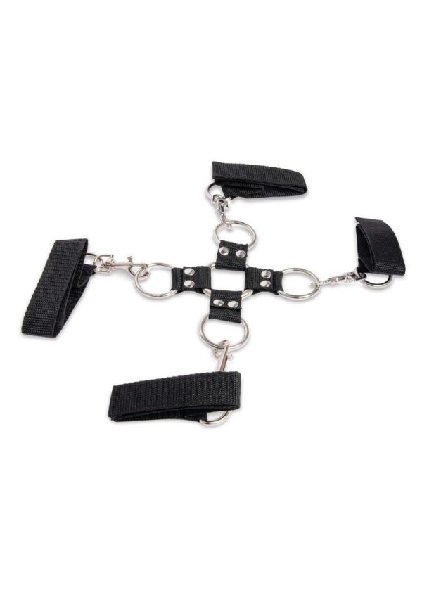 Lux Fetish Hogtie and Ball Gag Kit (7 Piece) - Black