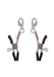 Lux Fetish Interchangeable Collar and Nipple Clip Set (12 Piece) - Black