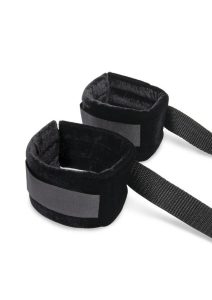 Lux Fetish Bondage Bed Strap and Flogger Kit (4 Piece) - Black