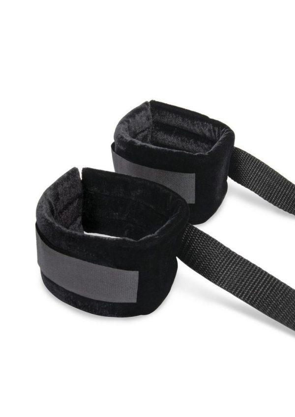 Lux Fetish Bondage Bed Strap and Flogger Kit (4 Piece) - Black