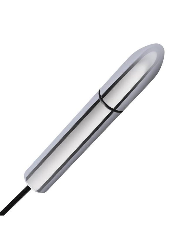 Lux Fetish Electro Sex Shock Wand with Wired Remote Control - Silver/Black