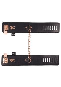 Sex and Mischief Brat Locking Cuffs - Rose Gold/Black