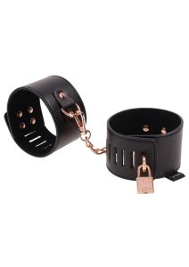 Sex and Mischief Brat Locking Cuffs - Rose Gold/Black