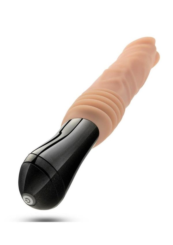 Dr. Skin Platinum Collection Silicone Dr. Knight Rechargeable Thrusting Gyrating Vibrating Dildo 10.5in - Vanilla