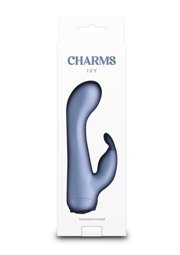 Charms Ivy Rechargeable Silicone Rabbit Vibrator- Blue