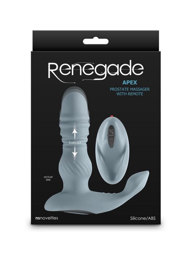 Renegade Apex Rechargeable Silicone Prostate Massager with Remote Control - Gray