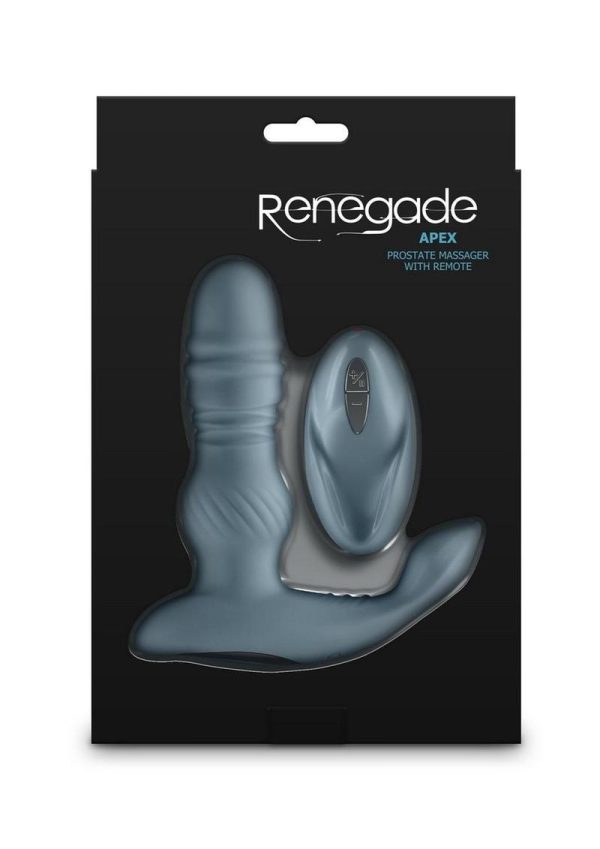 Renegade Apex Rechargeable Silicone Prostate Massager with Remote Control - Gray