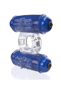 4B Double Wammy Silicone Dual Vibrating Couples Cock Ring - Blueberry