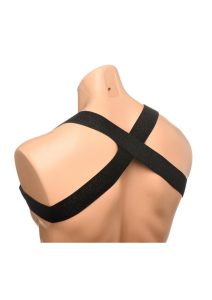 Master Series Rave Harness Elastic Chest Harness with Arm Bands - Small/Medium - Black/Gold