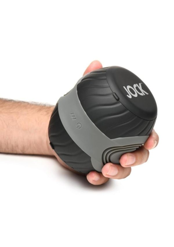 JOCK 10X Vibrating and Squeezing Masturbator - Black/Grey/Clear