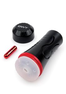 Envy Toys Squeezable Clear Clutch Vibrating Discreet Textured Stroker - Black