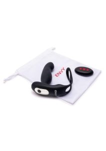 Envy Toys Tapper Rechargeable Silicone P-Spot Vibrator and Dual Stamina Ring with Remote Control - Black