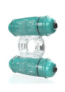 4T Double Wammy Silicone Dual Vibrating Couples Cock Ring - Kiwi