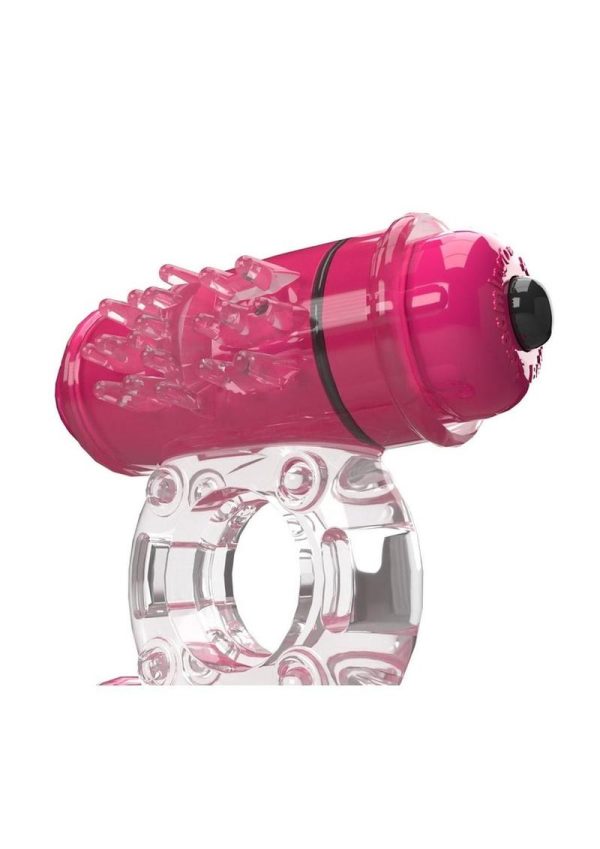 4T Double Wammy Silicone Dual Vibrating Couples Cock Ring - Strawberry
