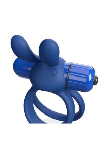 4T Ohare XL Silicone Rabbit Vibrating Cock Ring - Blueberry