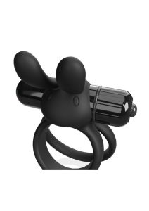 4T Ohare XL Silicone Rabbit Vibrating Cock Ring - Black
