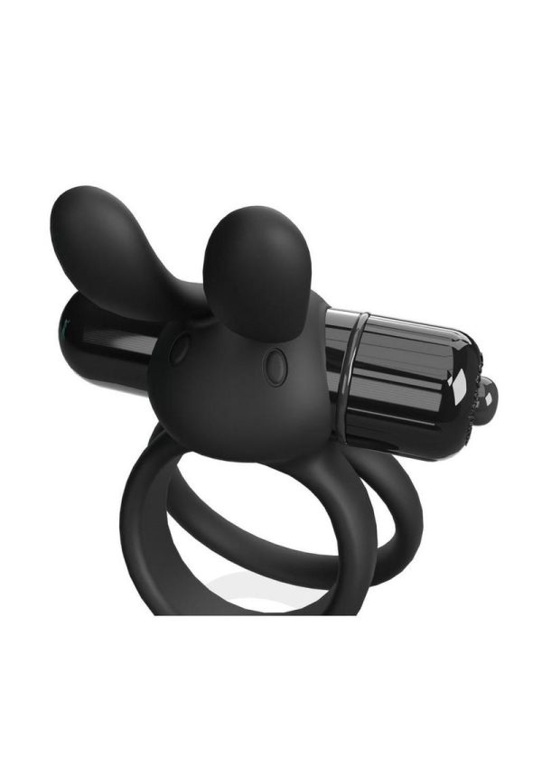 4T Ohare XL Silicone Rabbit Vibrating Cock Ring - Black
