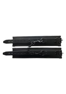 Rouge Padded Leather Wrist Cuffs - Black