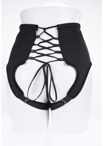 High Waisted Corset Strap-On - Black