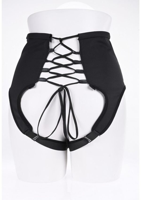 High Waisted Corset Strap-On - Black
