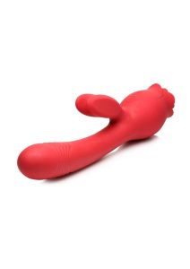 Bloomgasm Blooming Bunny Sucking and Thrusting Silicone Rechargeable Rabbit Vibrator - Red