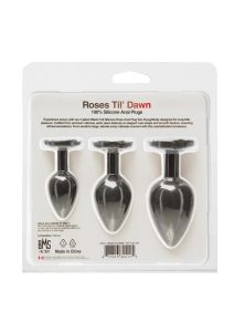Roses Til Dawn Silicone Butt Plug Set (3 Piece) - Black