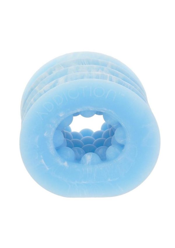 Addiction Silicone Glow in The Dark Masturbation Sleeve - Blue/White
