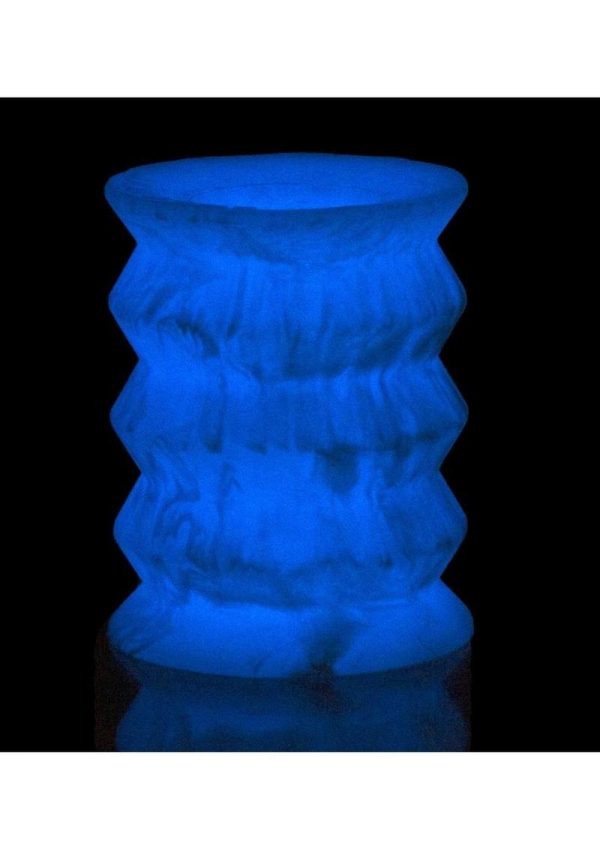 Addiction Silicone Glow in The Dark Masturbation Sleeve - Blue/White