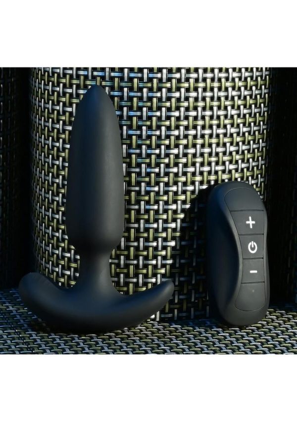 Selopa Black Beauty Rechargeable Silicone Vibrating Anal Plug with Remote Control - Black
