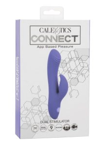 CalExotics Connect App Compatible Dual Stimulator Rechargeable Silicone Dual Vibrator with Remote Control - Purple