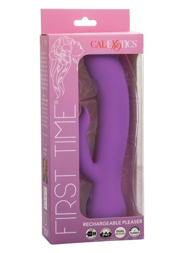 First Time Silicone Rechargeable Pleaser Rabbit Vibrator - Purple