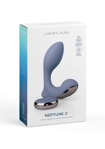 JimmyJane Neptune 2 Rechargeable Silicone Dual Vibrating P-Spot Massager with Remote Control - Blue