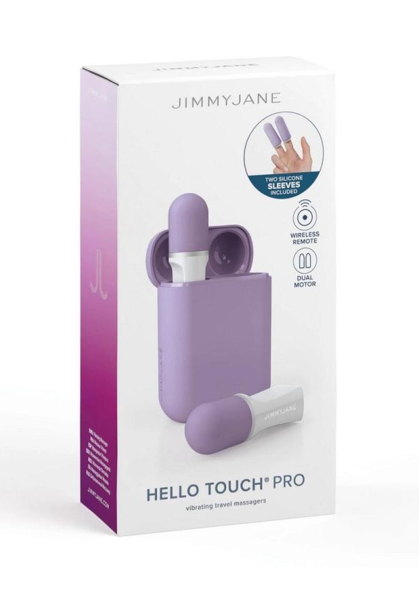 JimmyJane Hello Touch Pro Rechargeable Finger Massagers with Remote Control - Lavender/White