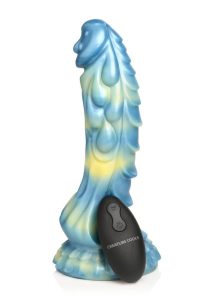 Creature Cocks Sea Stallion Silicone Rechargeable Dildo with Remote Control - Blue/Yellow