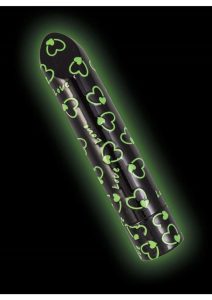 Glow Vibes Sweet Heart Rechargeable Glow-in-The-Dark Bullet - Black/Green