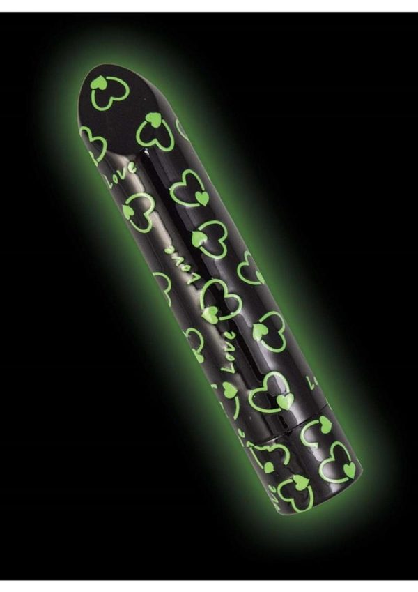Glow Vibes Sweet Heart Rechargeable Glow-in-The-Dark Bullet - Black/Green