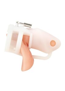 Blue Line Silicone Cock Cage with Ball Divider Small 2in - White