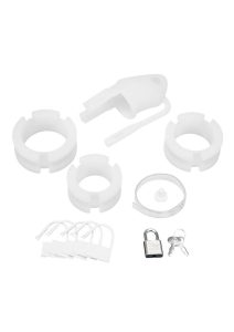 Blue Line Silicone Cock Cage with Ball Divider Small 2in - White