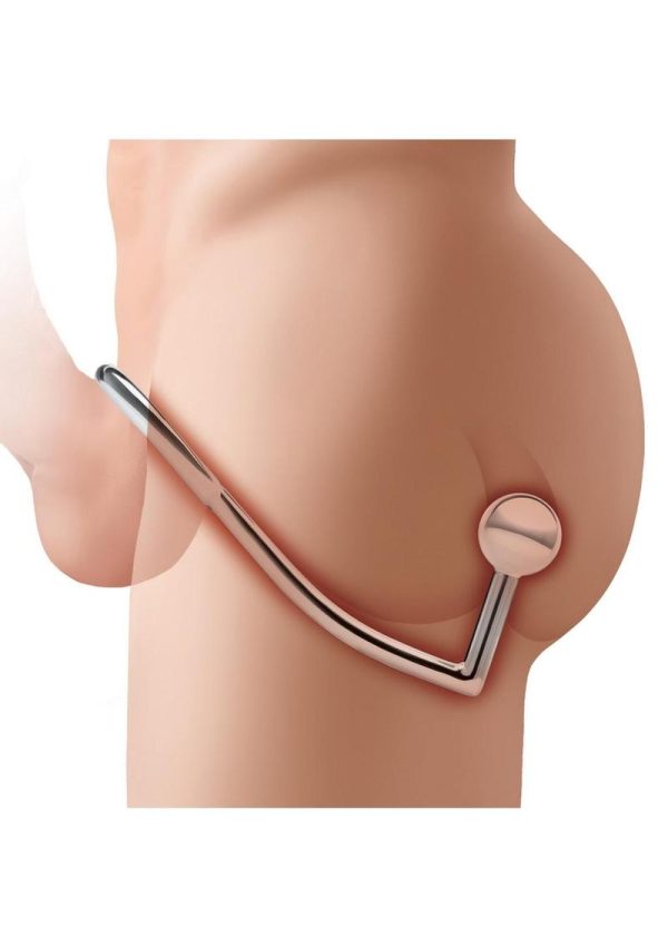 Blue Line Anal Hook and Cock Ring 45mm - Stainless Steel