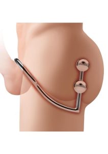 Blue Line 2 Bead Anal Hook and Cock Ring 45mm - Stainless Steel