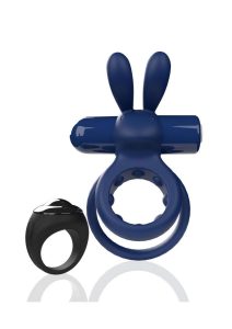 Screaming O Ohare Rechargeable Silicone Vibrating Cock Ring with Remote Control - Blue
