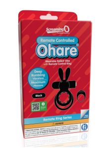 Screaming O Ohare Rechargeable Silicone Vibrating Cock Ring with Remote Control - Black