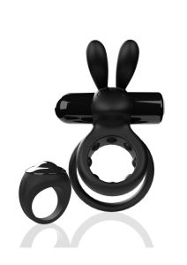 Screaming O Ohare Rechargeable Silicone Vibrating Cock Ring with Remote Control - Black