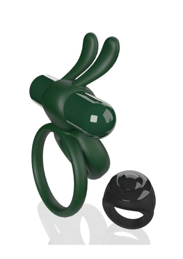 Screaming O Ohare Rechargeable Silicone Vibrating Cock Ring with Remote Control - Green