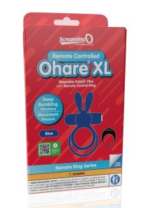 Screaming O Ohare XL Rechargeable Silicone Vibrating Cock Ring with Remote Control - Blue