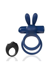 Screaming O Ohare XL Rechargeable Silicone Vibrating Cock Ring with Remote Control - Blue