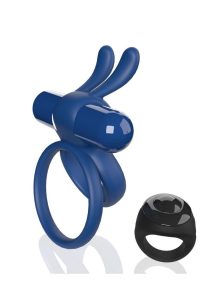 Screaming O Ohare XL Rechargeable Silicone Vibrating Cock Ring with Remote Control - Blue